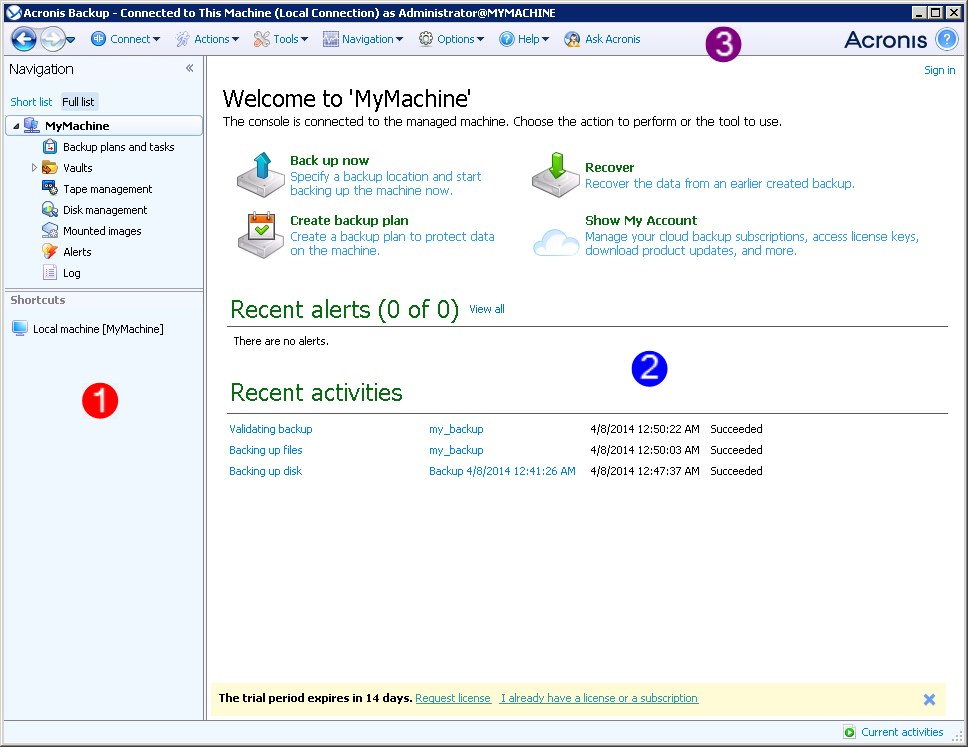 Acronis Backup Advanced for SQL screenshot