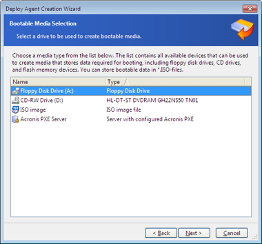 Create removable media to boot target computers and launch OS and software deployment tool