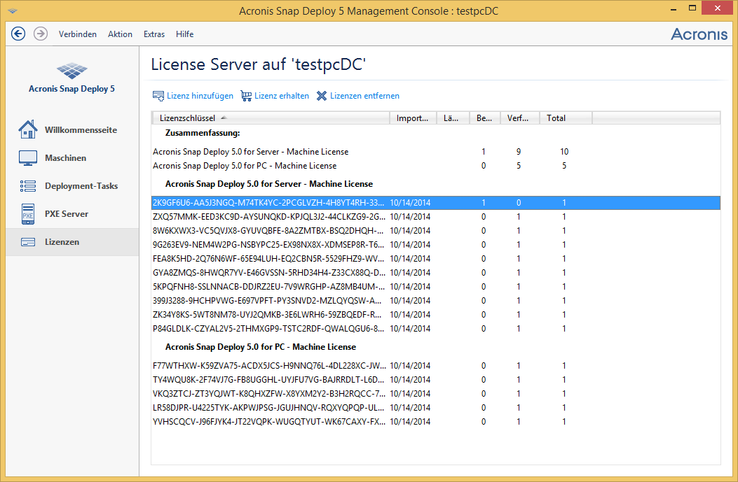 10 server licenses and five workstation licenses