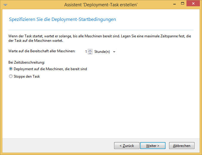 Triggering conditions for scheduled deployment