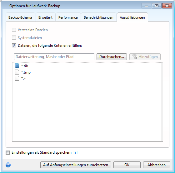 File exclusion