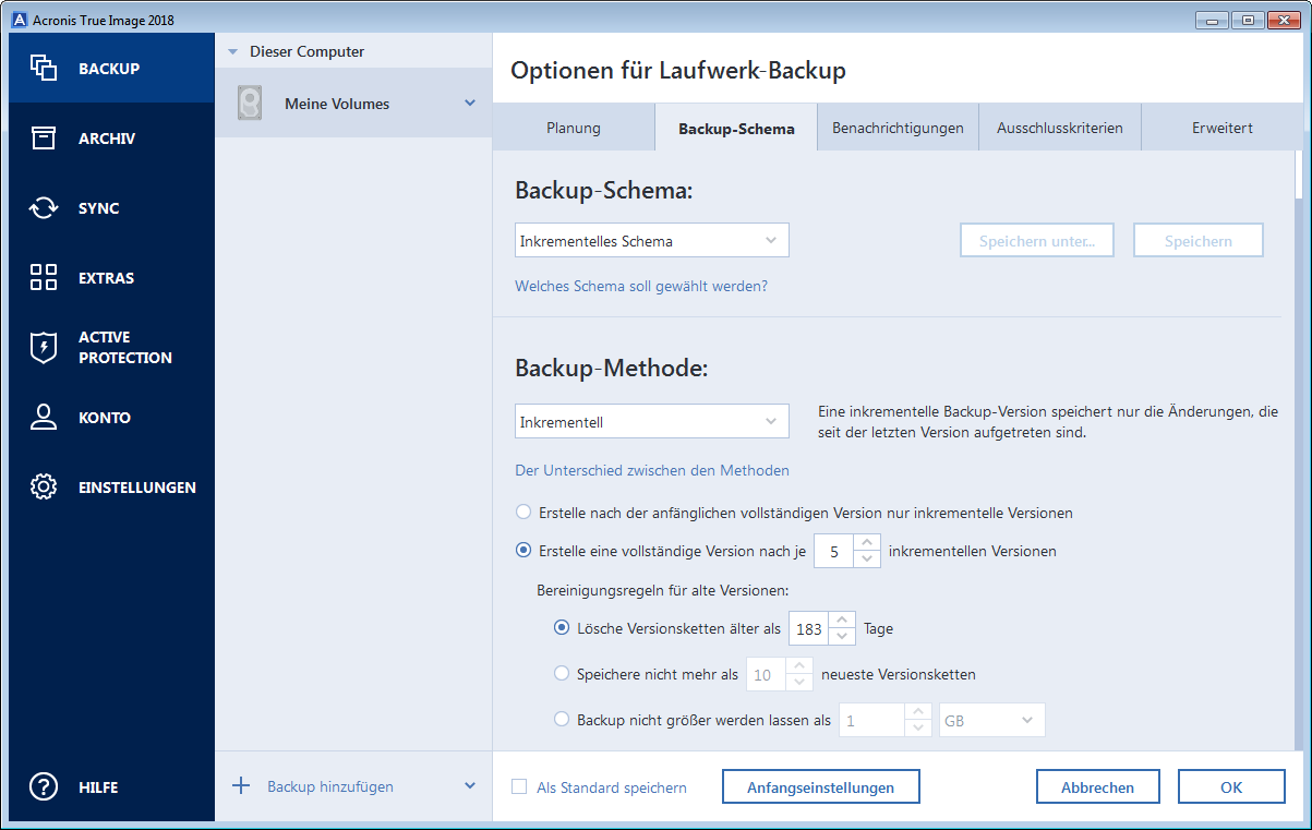 Backup schemes