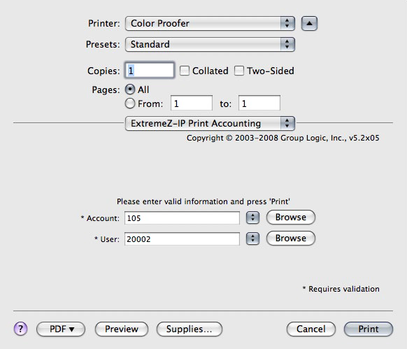 Konfiguration Zidget Print Accounting