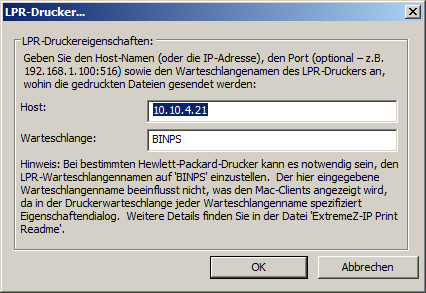 Verwendung LPR-Drucker