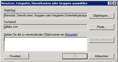 Verwendung Auswahl Benutzer oder Gruppen