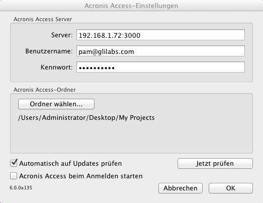 aE Mac Client Top Menu Bar