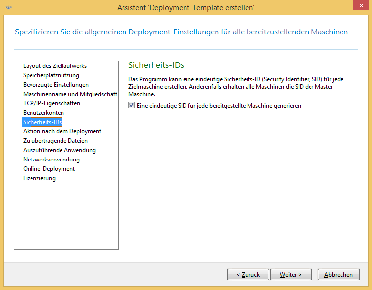 New SIDs will be generated for the target machines