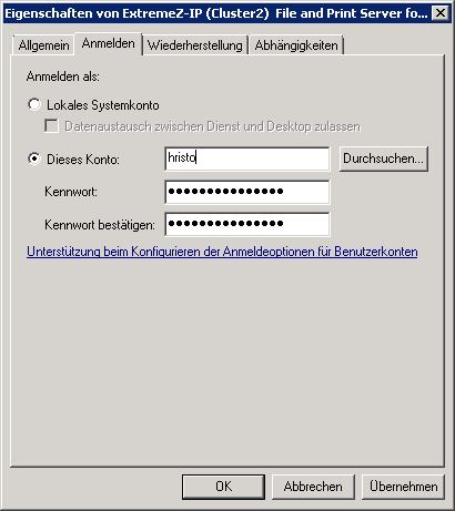 Konfiguration AD-Konto