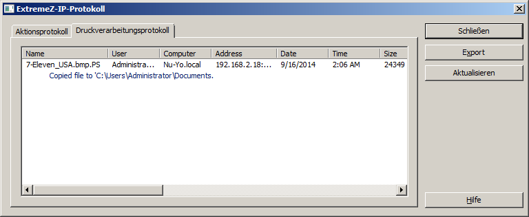Verwendung Druckprotokoll