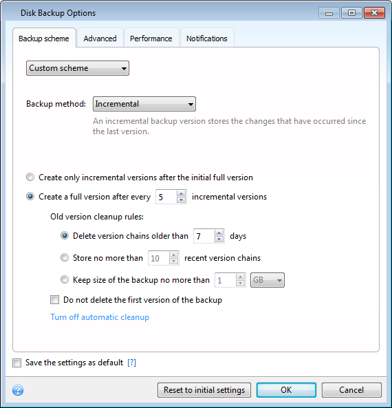 Backup schemes