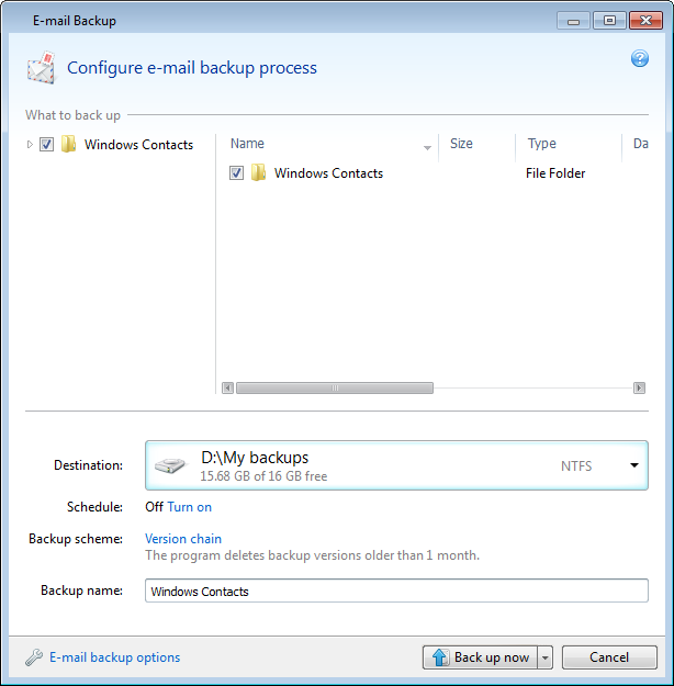 E-mail backup