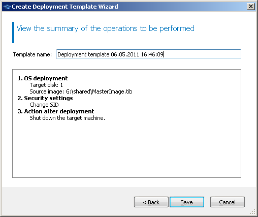 The summary window