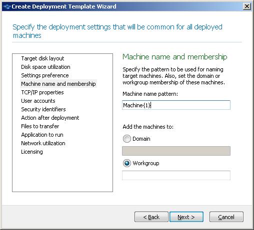 Machine name window