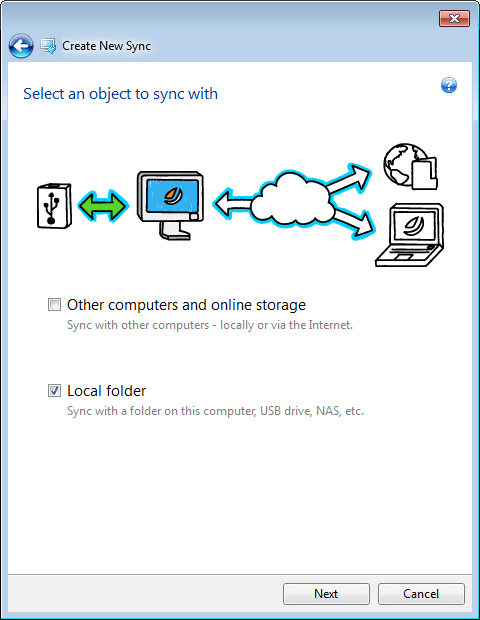 sync type selection - local folder
