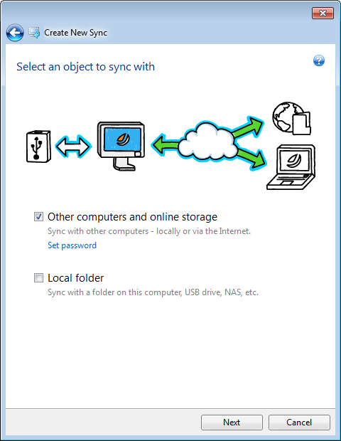 sync type selection - with other computers