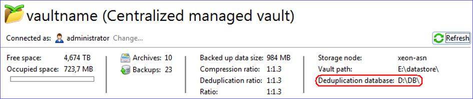 dedup database path