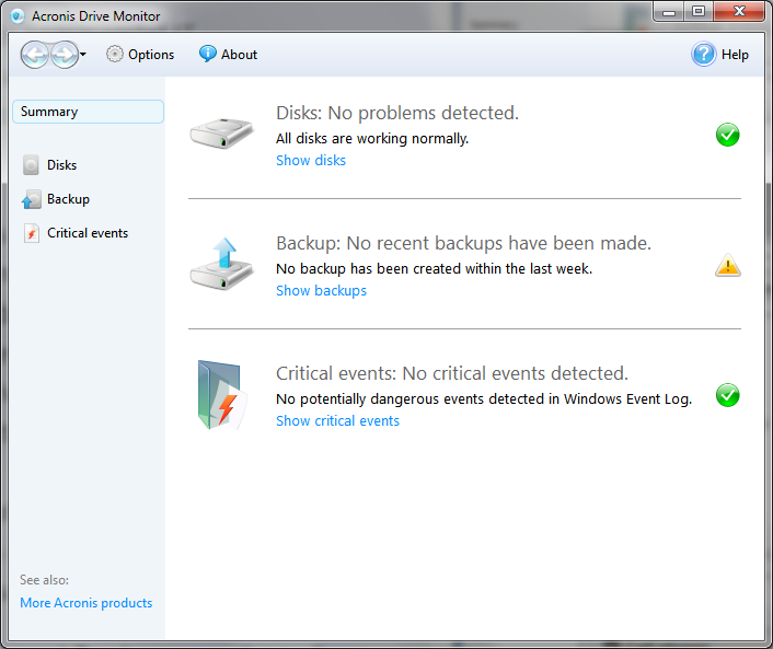 Acronis Drive Monitor free software to monitor server, workstation