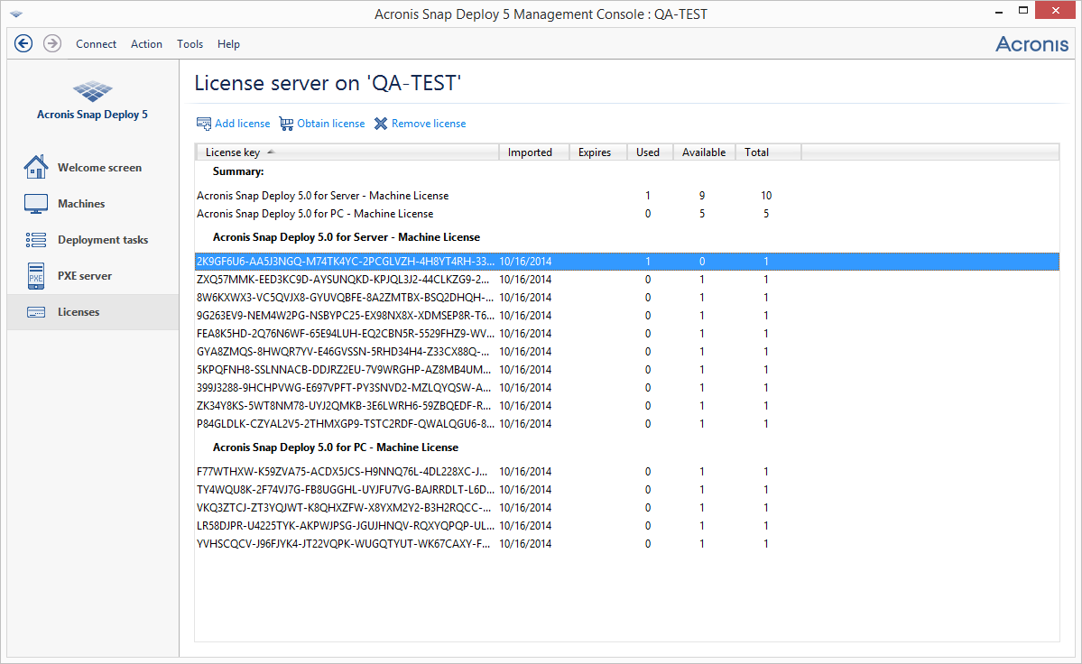 10 server licenses and five workstation licenses