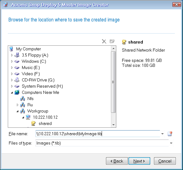 Select the image location