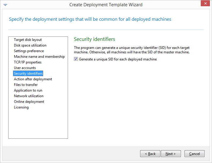 New SIDs will be generated for the target machines