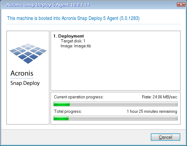 User-initiated deployment in progress: view on the target side