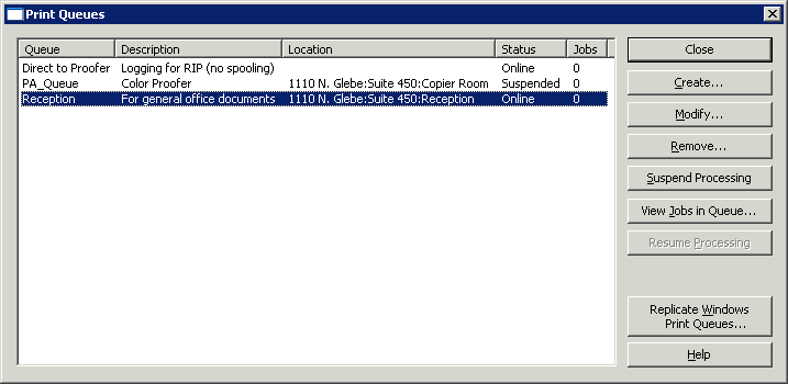 print queues print queues