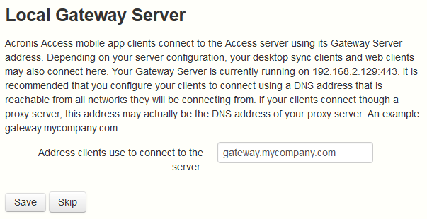SetupWizard Local Gateway