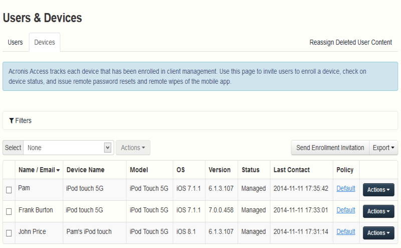 webUI_Devices Page
