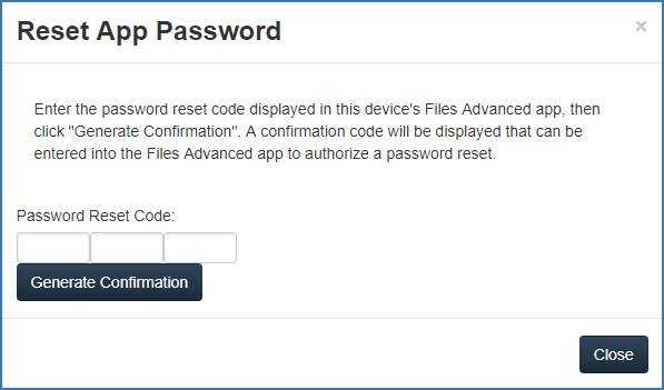 Remote App Password Reset