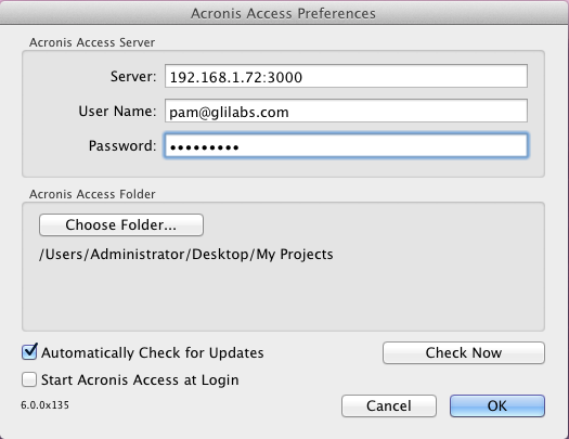 aE Mac Client Top Menu Bar