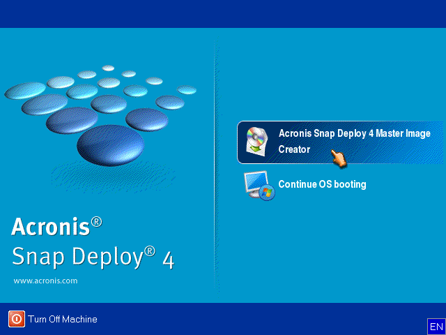 The boot menu on the master machine