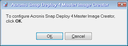 Prompt for configuring the master image creator