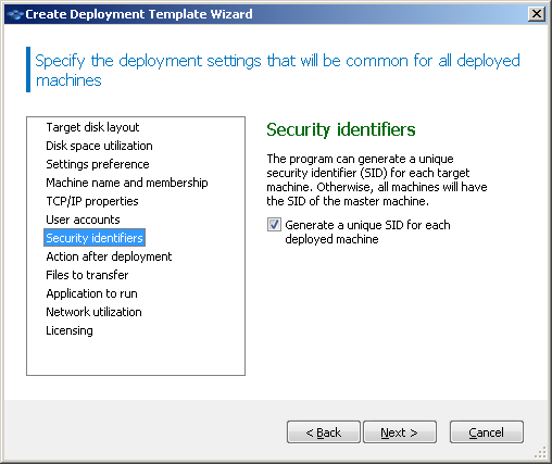 New SIDs will be generated for the target machines