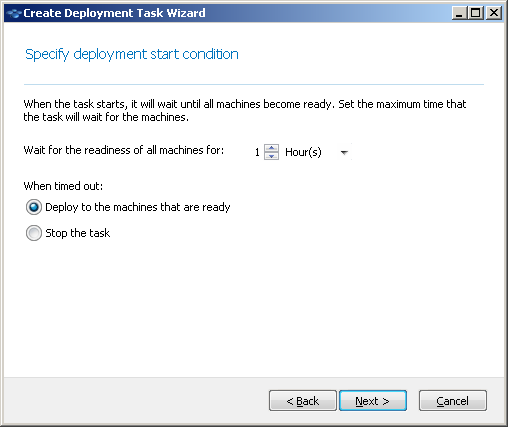 Triggering conditions for scheduled deployment