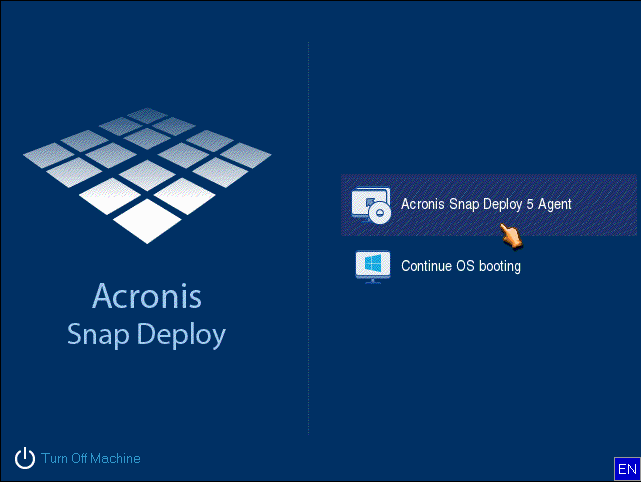 The boot menu on the target side