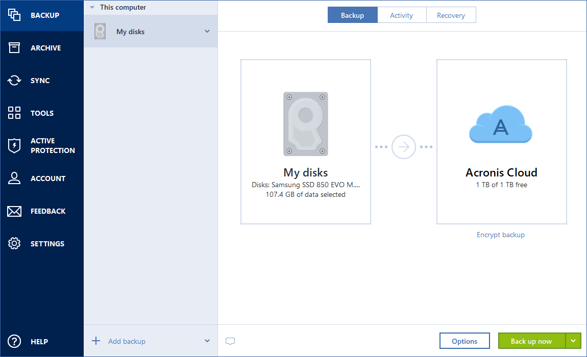 disk backup source 200