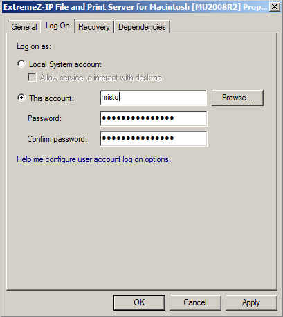 Configuring AD Account