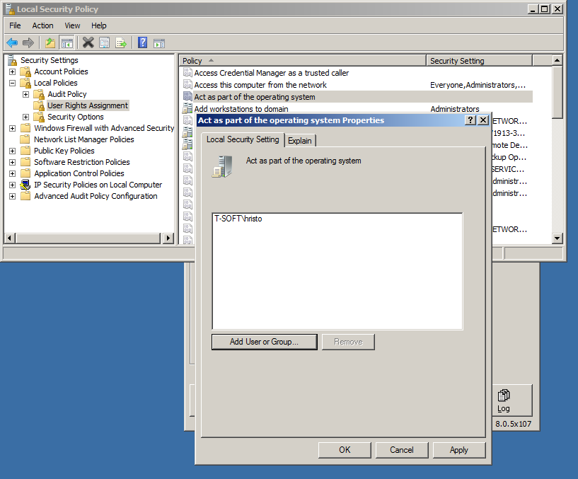Configuring Network Reshare Act as part of the operating system