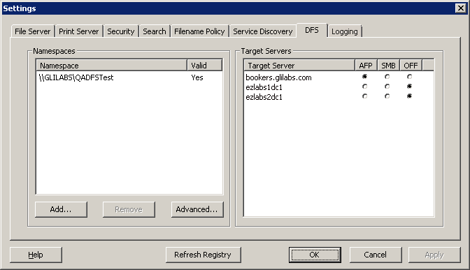 Configuring Settings DFS