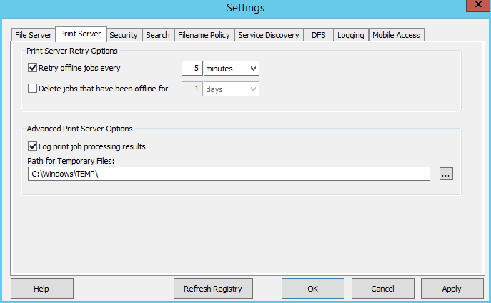Configuring Settings Print Server