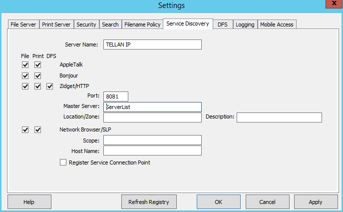 Configuring Settings Service Discovery