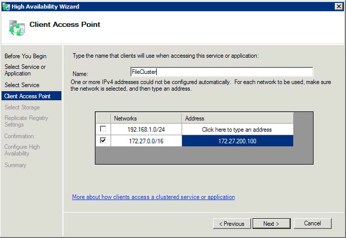 Installing Cluster Client Access Point