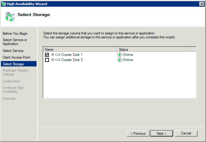 Installing Cluster Select Storage