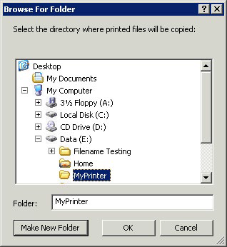 Using LPR Printer Browse For Folder