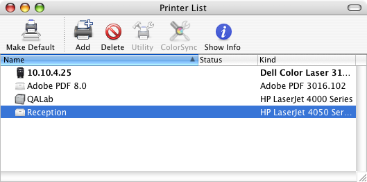 Zidget Help Printer List