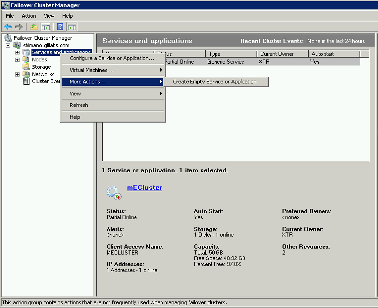 Clustering 2008 Creating the Service Group