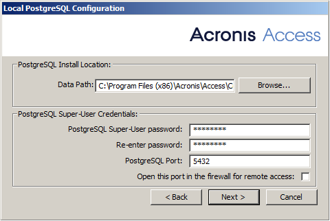 Installer_PostgreSQL settings