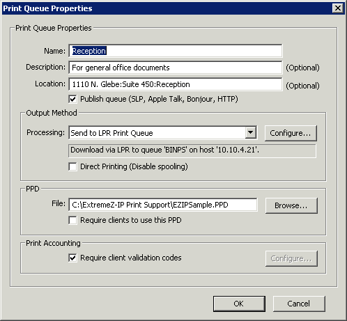 Using Setting up a Print Queue