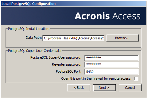 Installer_PostgreSQL settings