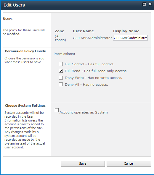 SharePoint Permission policy